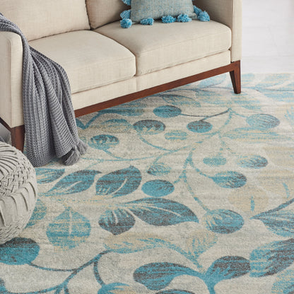Nourison Home Tranquil  Ivory Turquoise  Contemporary