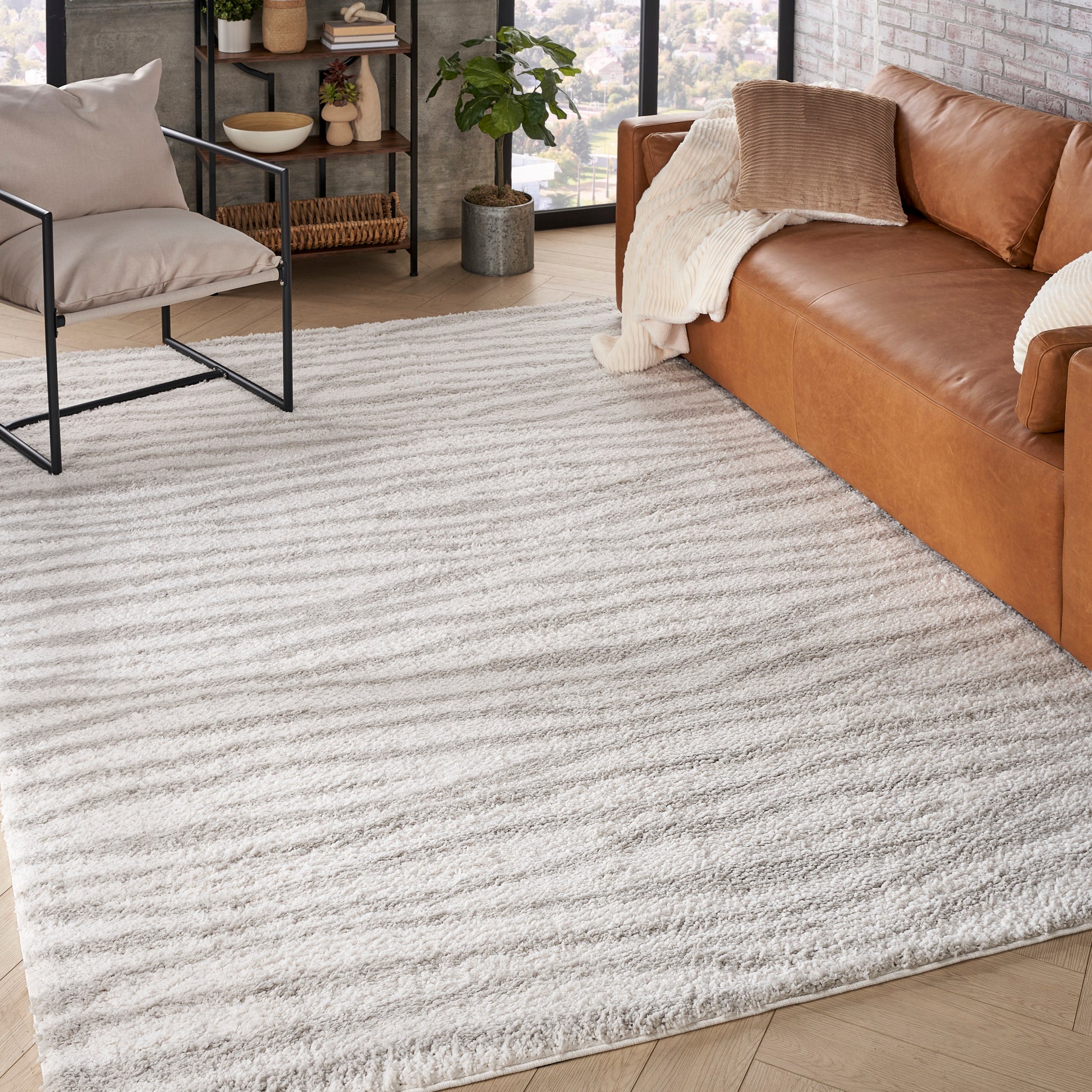 Nourison Home Modern Shag  Ivory Grey  Contemporary