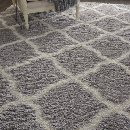 Nourison Home Luxe Shag  Grey Ivory  Contemporary