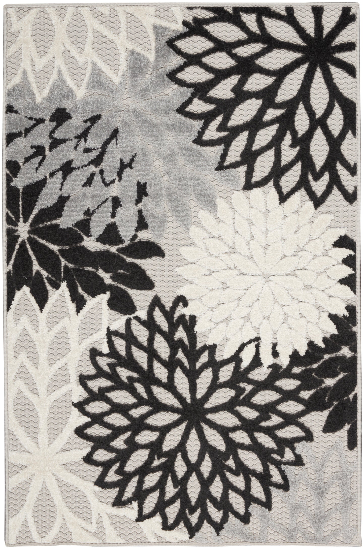 Nourison Home Aloha ALH05 Black White Contemporary Power-loomed Rugs