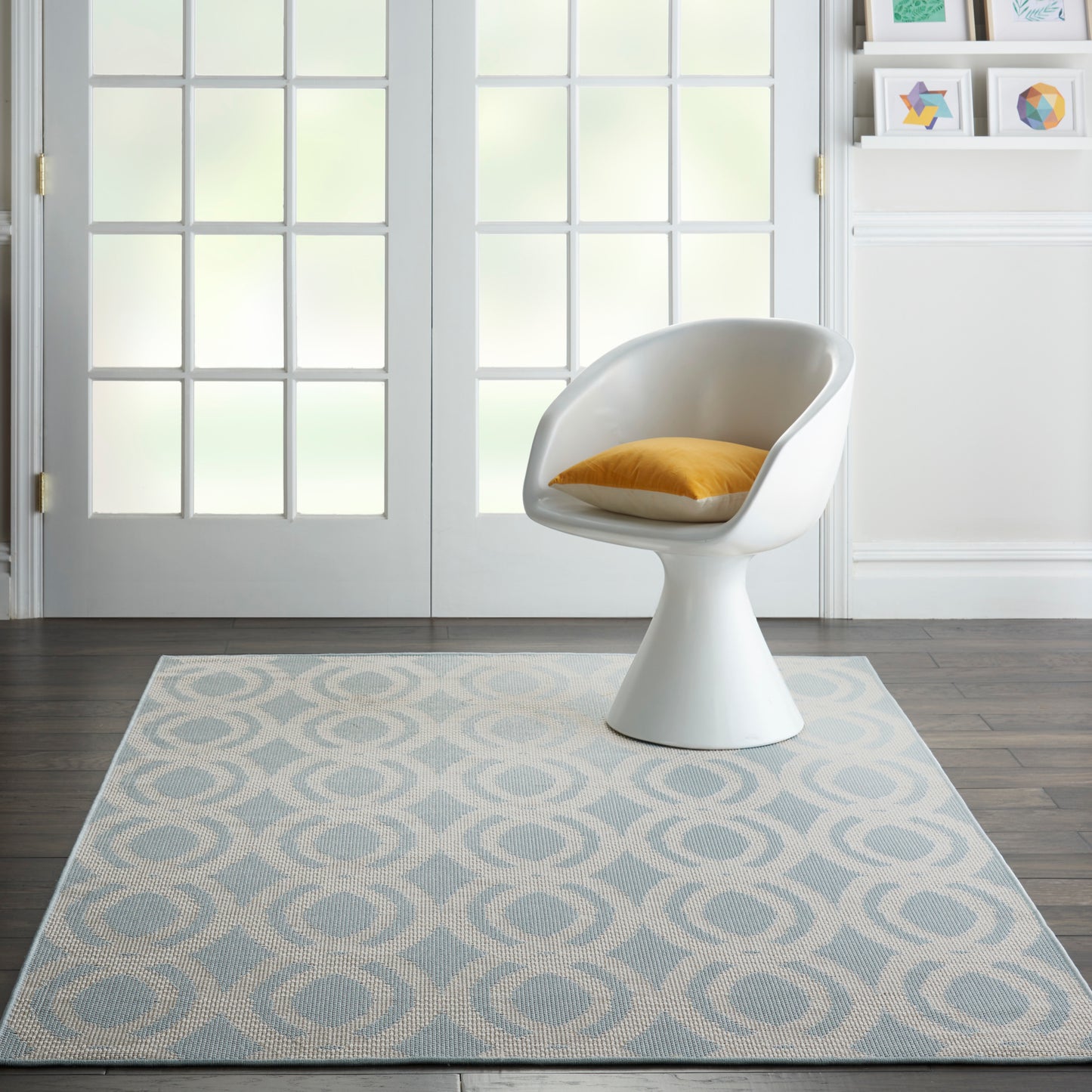 Nourison Home Aruba  Light Blue Cream  Contemporary