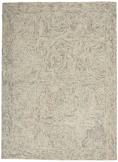 Nourison Home Interlock ITL03 Blue Ivory Contemporary Tufted Rug