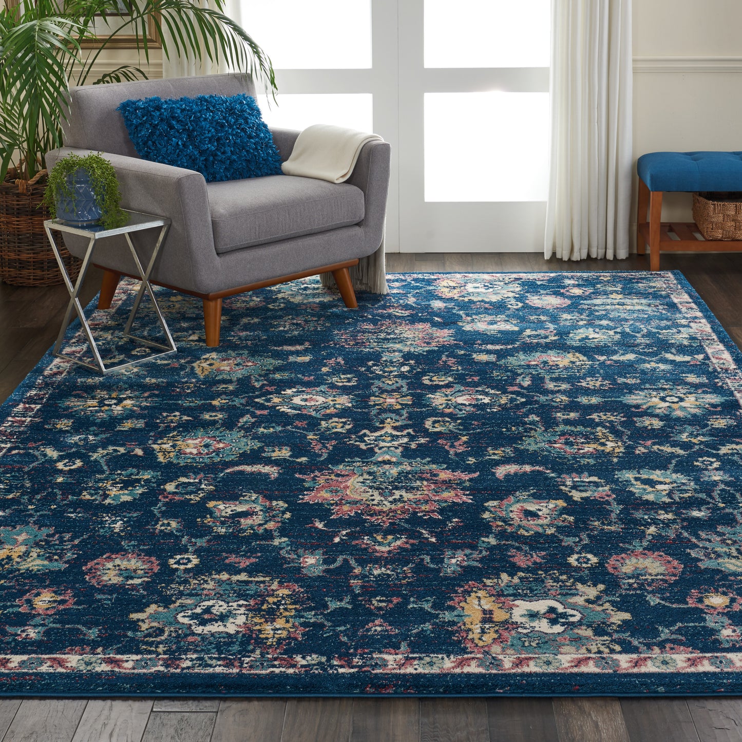 Nourison Home Fusion  Navy Pink  Traditional