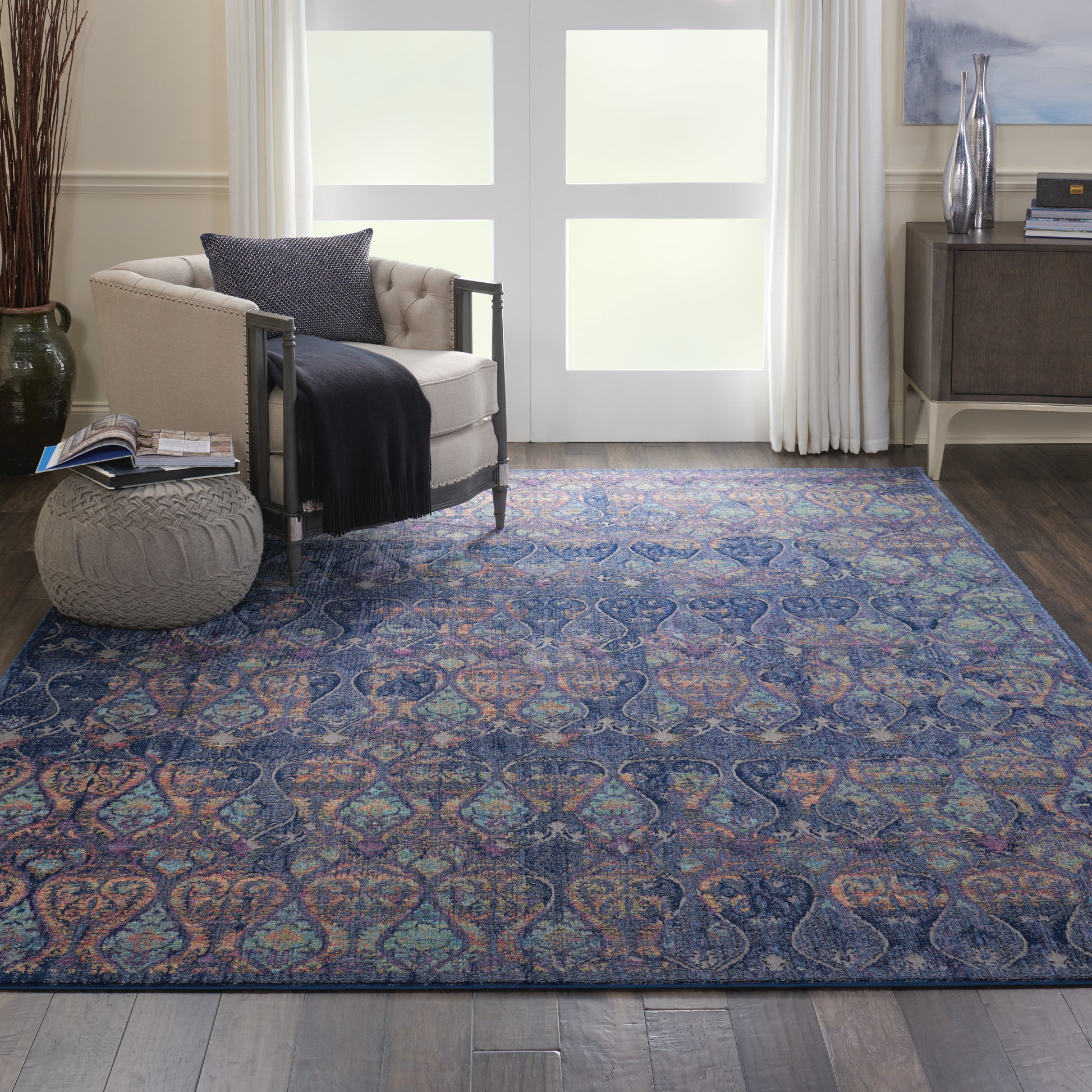 Nourison Home Ankara Global  Navy Multicolor  Transitional