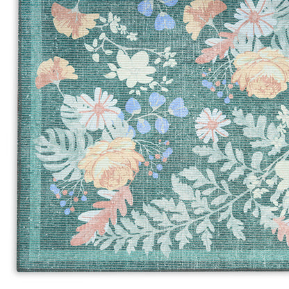 Nourison Home Botanical Washables  Green Multicolor  Contemporary