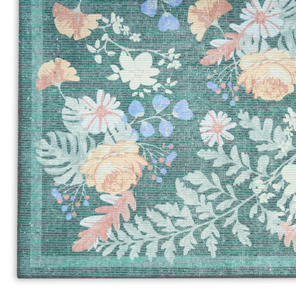 Nourison Home Botanical Washables  Green Multicolor  Contemporary