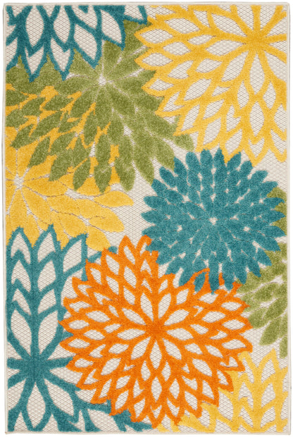 Nourison Home Aloha ALH05 Turquoise Multicolor Contemporary Power-loomed Rugs