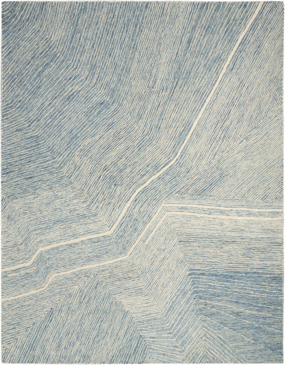 DKNY Pure Angles ANG01 Ivory Blue Contemporary Hand Tufted Rug