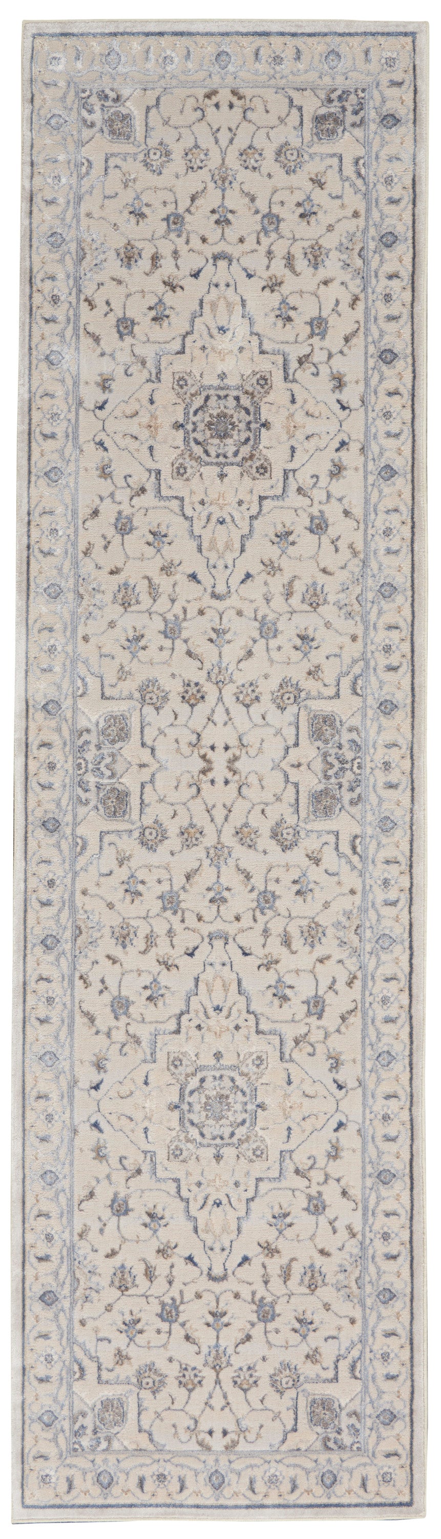 Nourison Home Silky Textures SLY08 Ivory Grey Traditional Power-loomed Rug