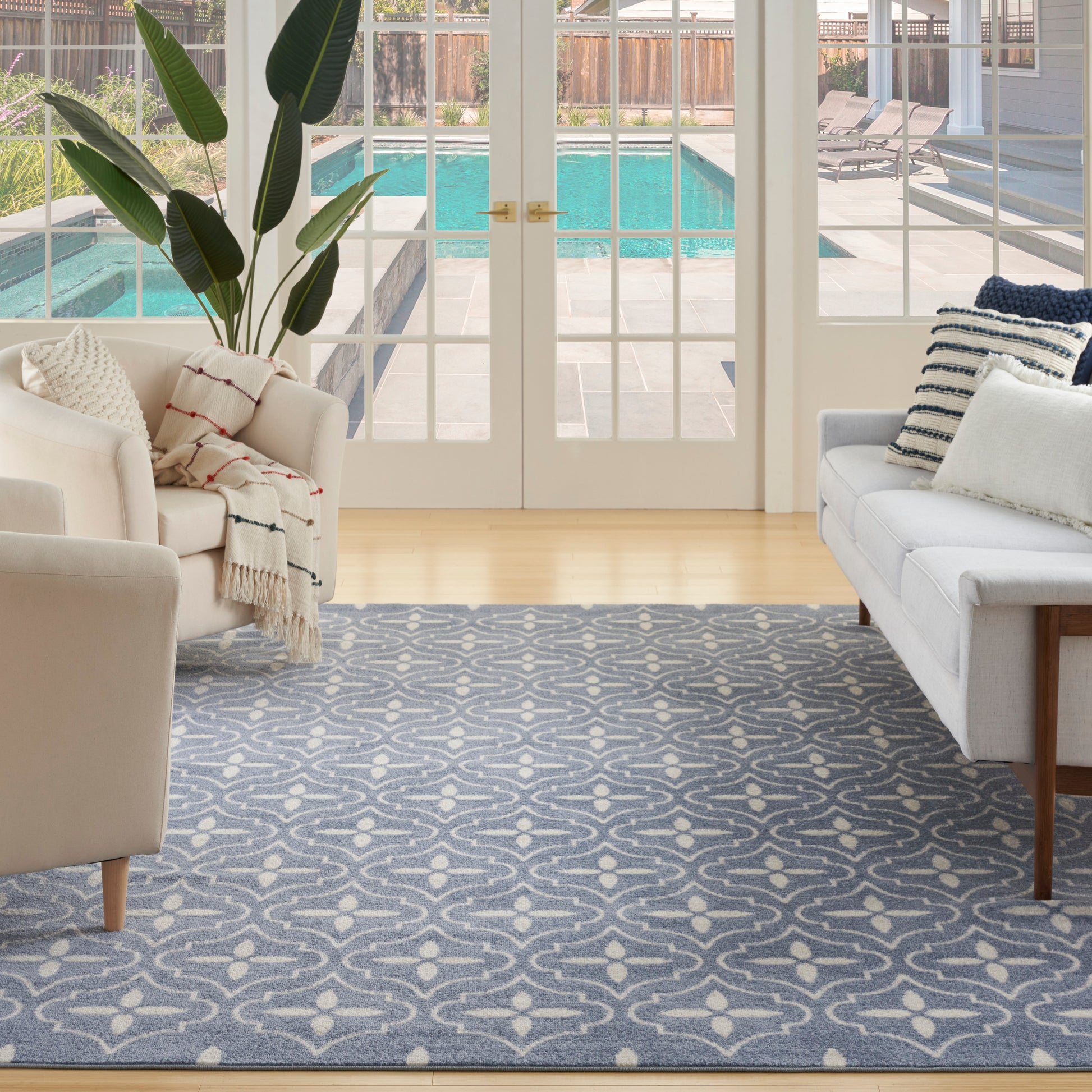 Nourison Home Nourison Essentials  Blue Ivory  Contemporary
