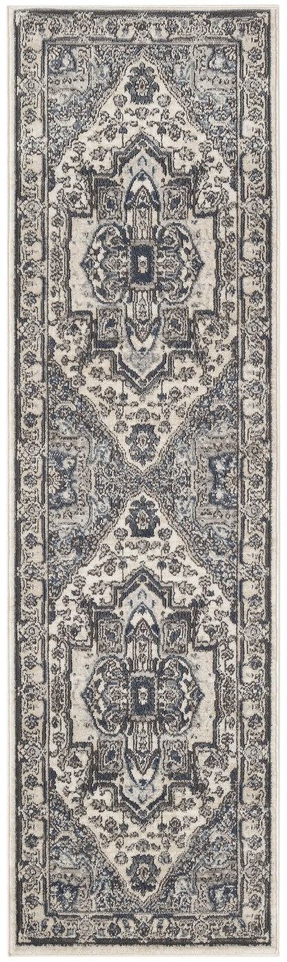 Nourison Home Quarry QUA18 Ivory Navy Traditional Power-loomed Rugs
