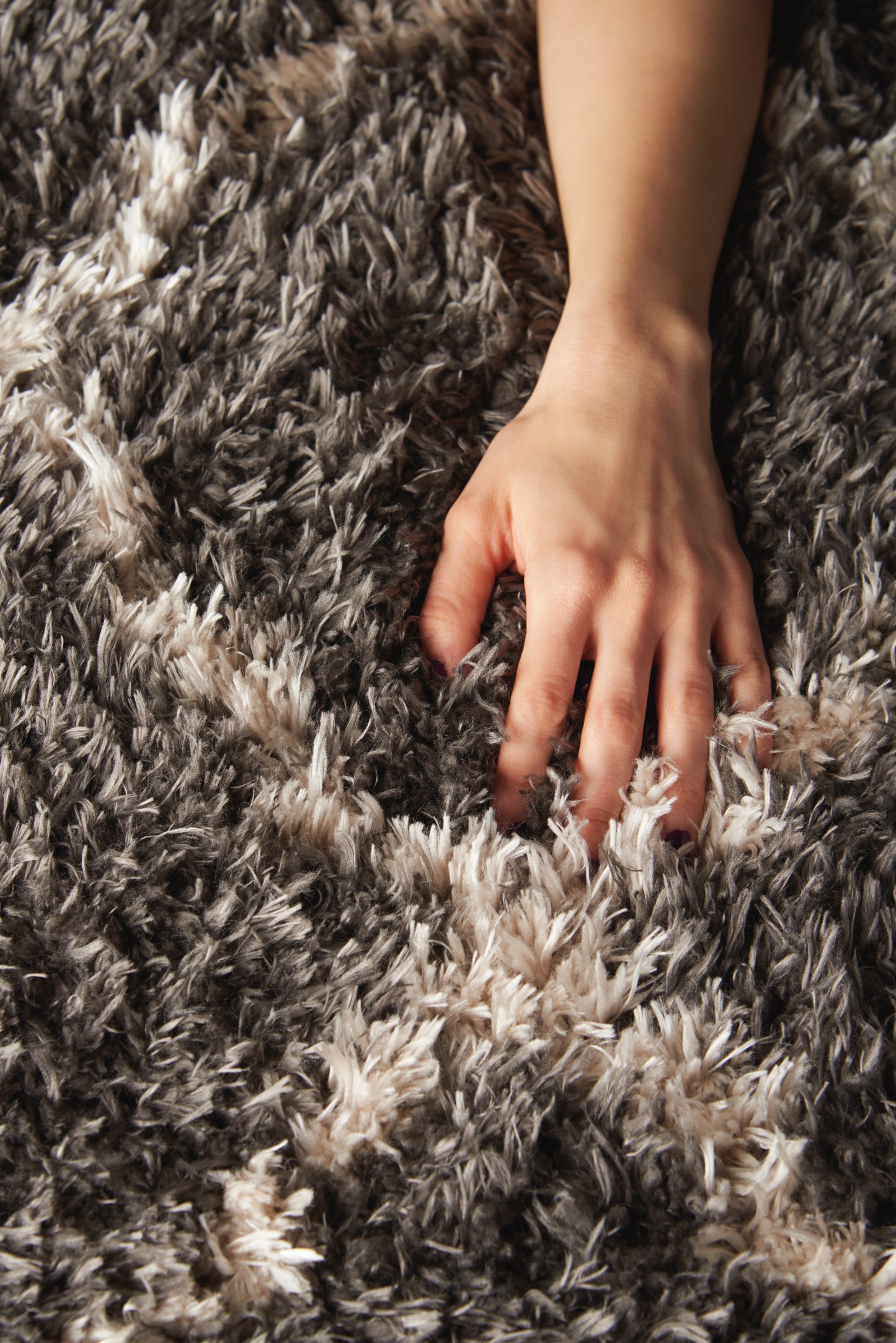 Nourison Home Luxe Shag  Charcoal Beige  Contemporary