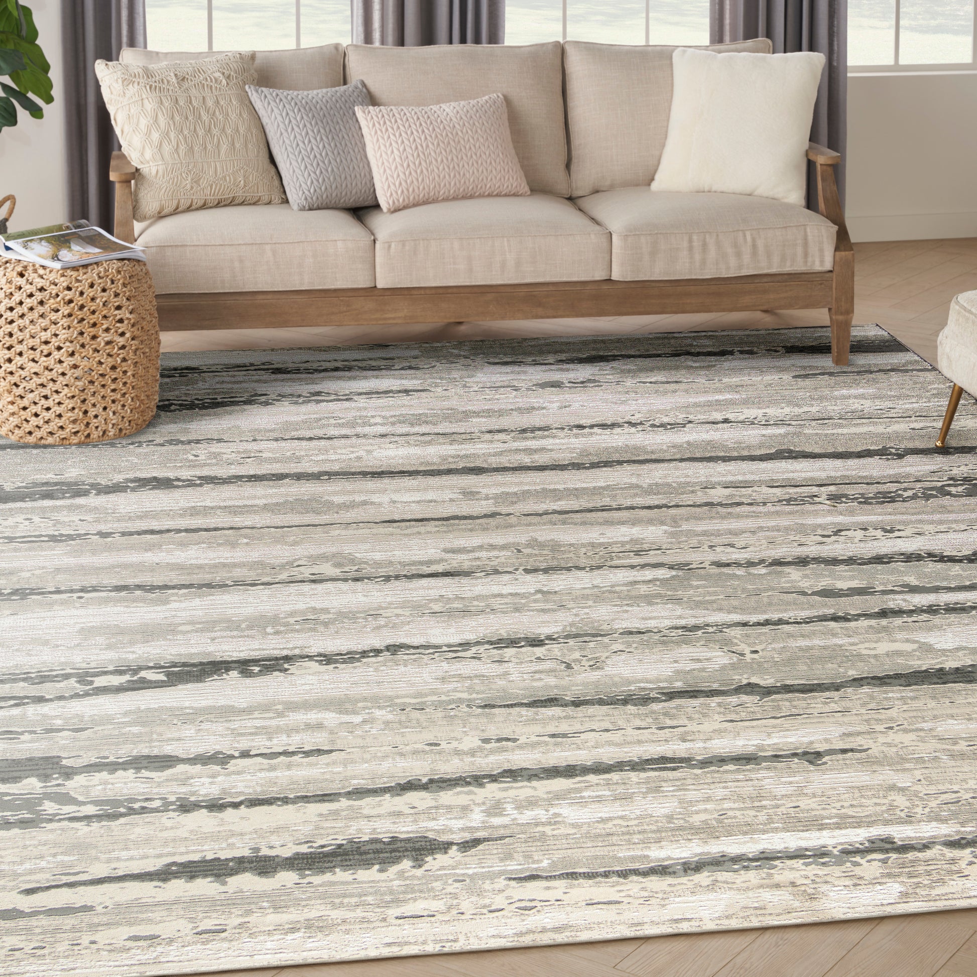 Nourison Home Sustainable Trends  Ivory Multicolor  Contemporary