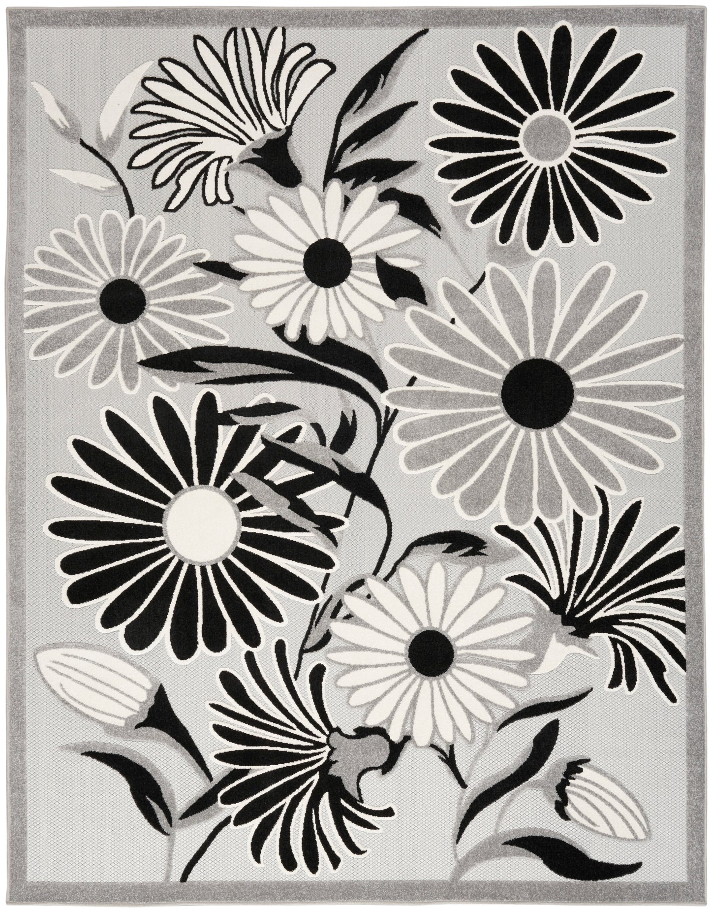 Nourison Home Aloha ALH33 Black White Contemporary Power-loomed Rugs