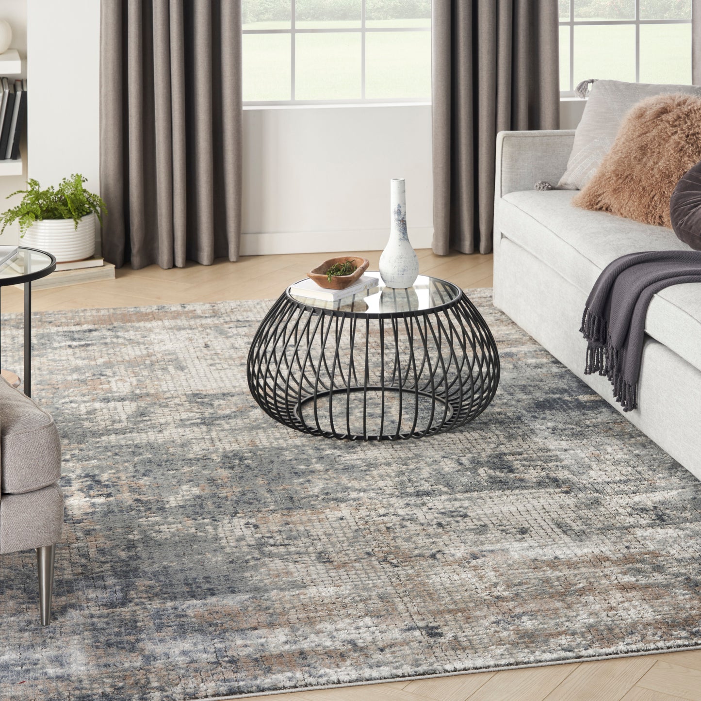 Nourison Home Quarry  Blue Beige  Contemporary