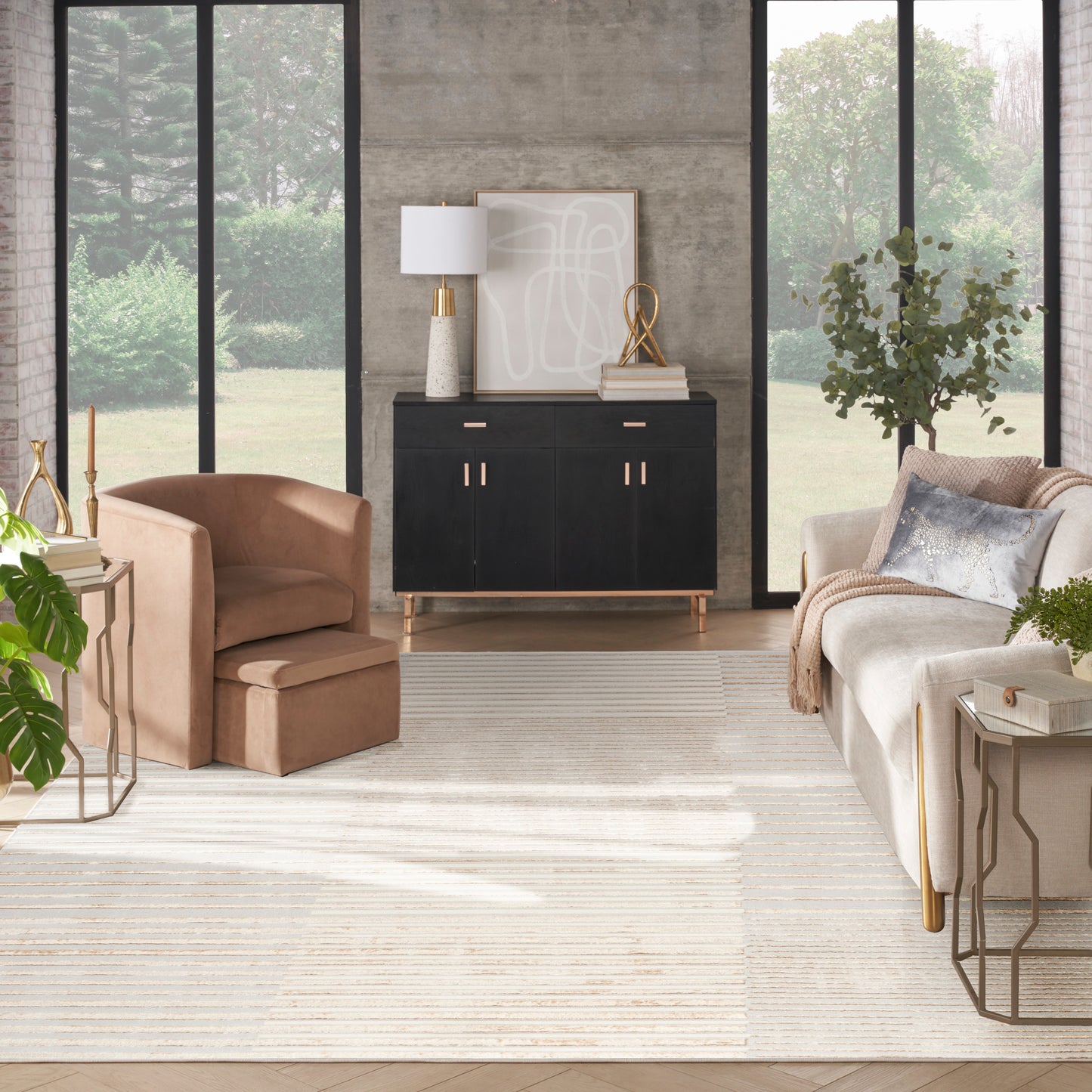 Nourison Home Splash  Beige Silver  Contemporary