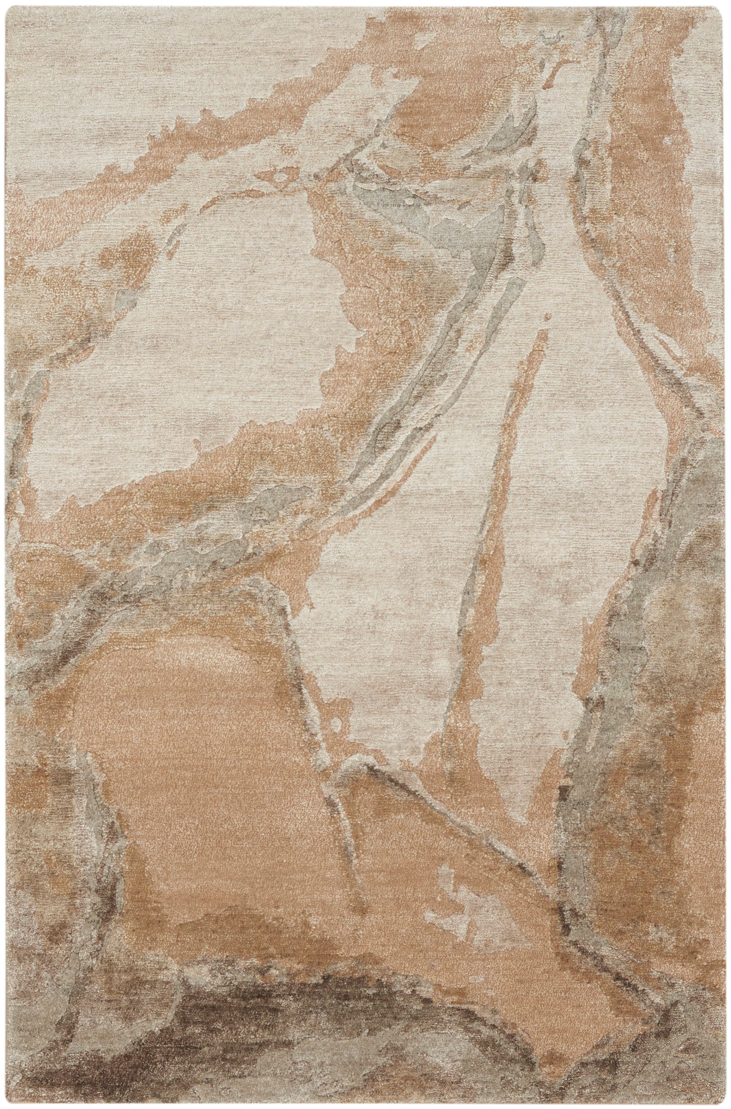 Nourison Home Silk Shadows SHA24 Beige Silver Contemporary Hand Knotted Rug