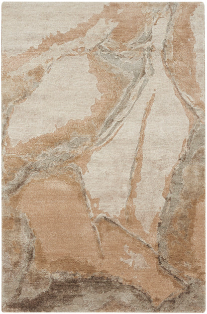 Nourison Home Silk Shadows SHA24 Beige Silver Contemporary Hand Knotted Rug