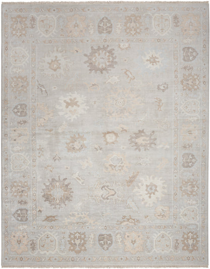 Nourison Home Aldora ALD15 Silver Blue Traditional Hand Knotted Rug