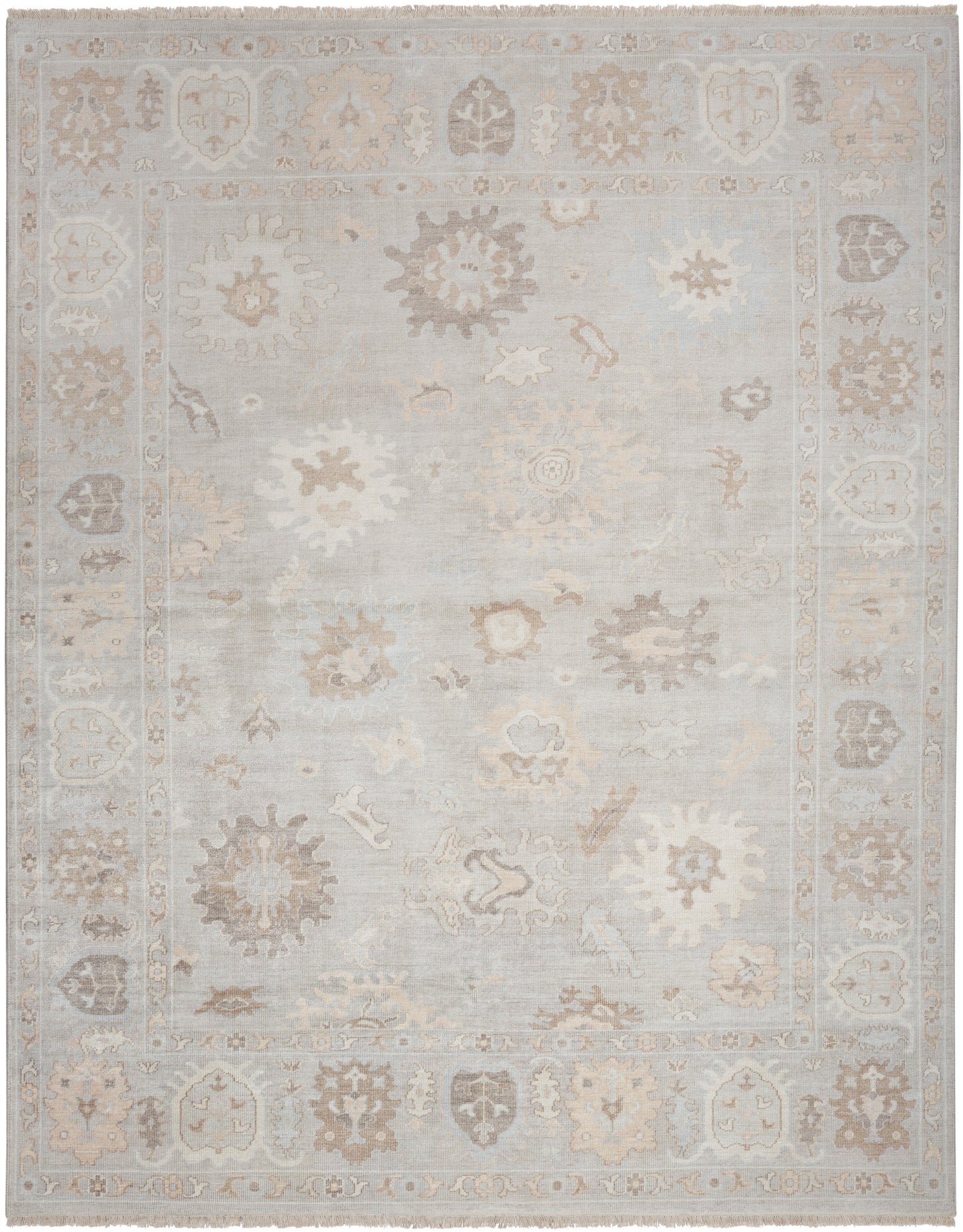 Nourison Home Aldora ALD15 Silver Blue Traditional Hand Knotted Rug