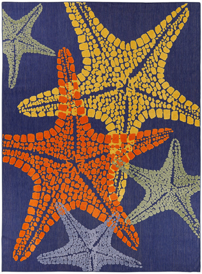 Nourison Home Aloha  Blue Multicolor  Contemporary