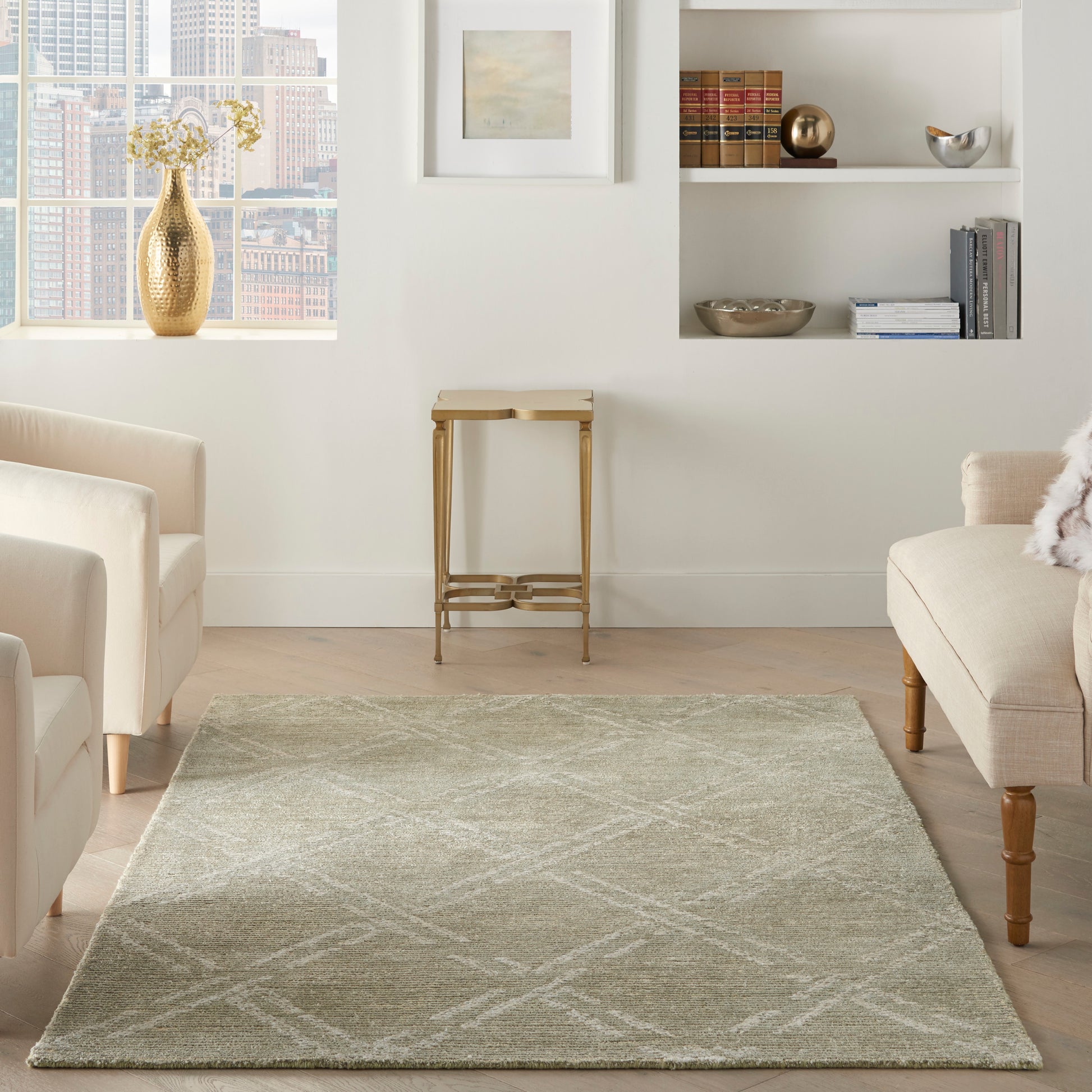 Nourison Home Venosa  Green Ivory  Contemporary