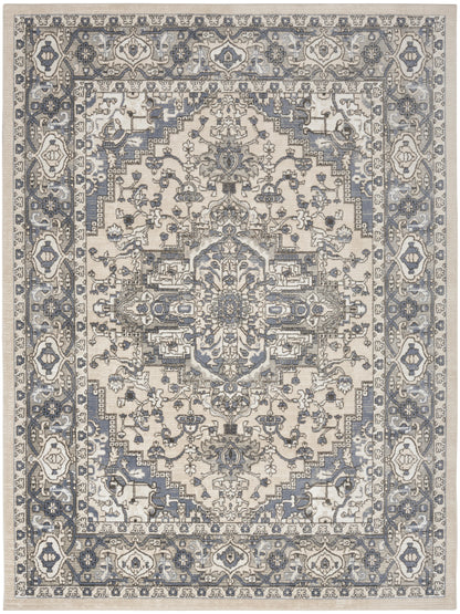 Nourison Home Quarry QUA05 Ivory Blue Transitional Power-loomed Rugs