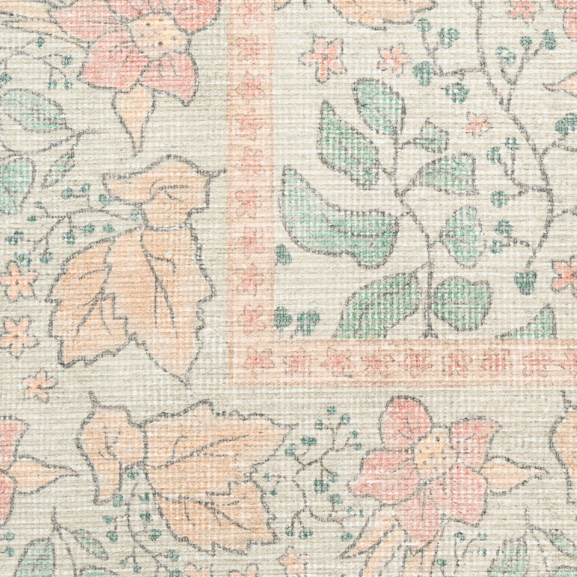 Nourison Home Botanical Washables  Green Multicolor  Contemporary