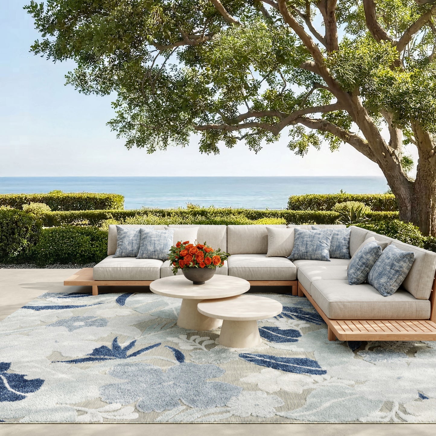 Nourison Home Suncoast  Grey Navy  Contemporary