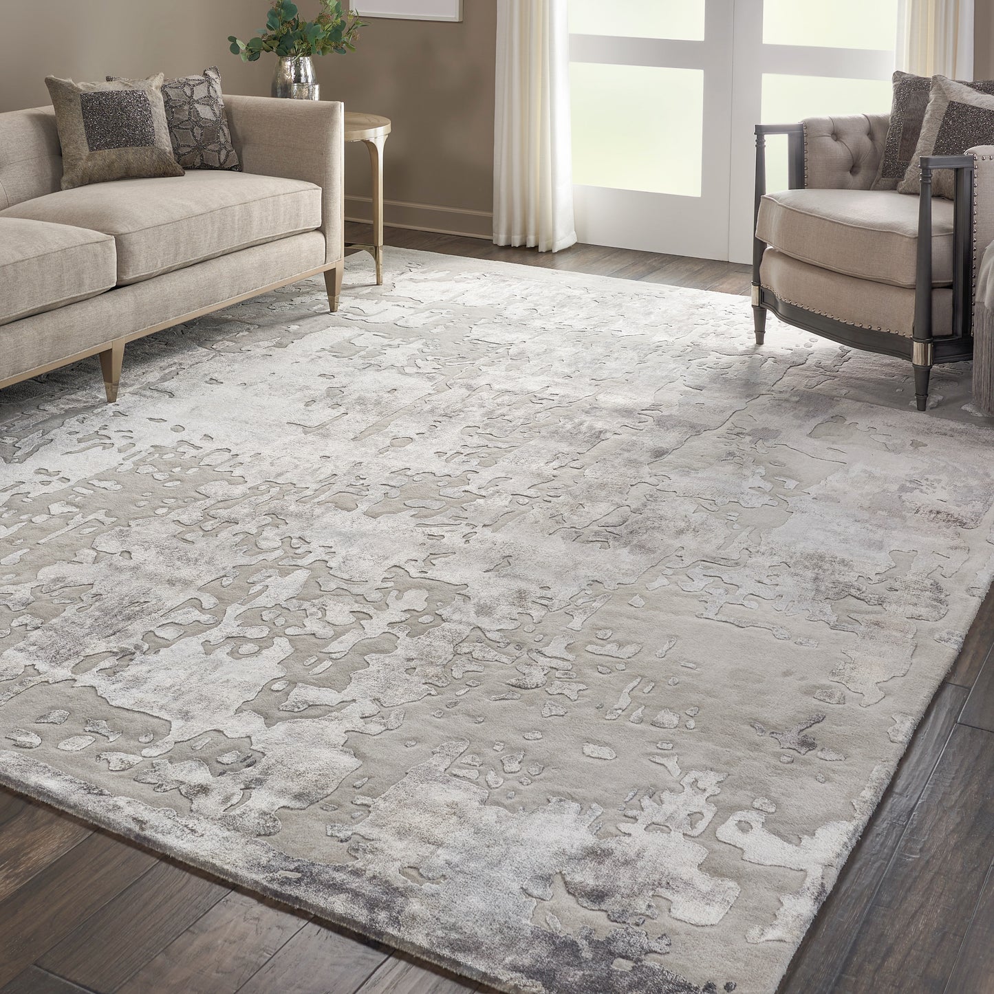 Nourison Home Prismatic  Silver Grey  Contemporary