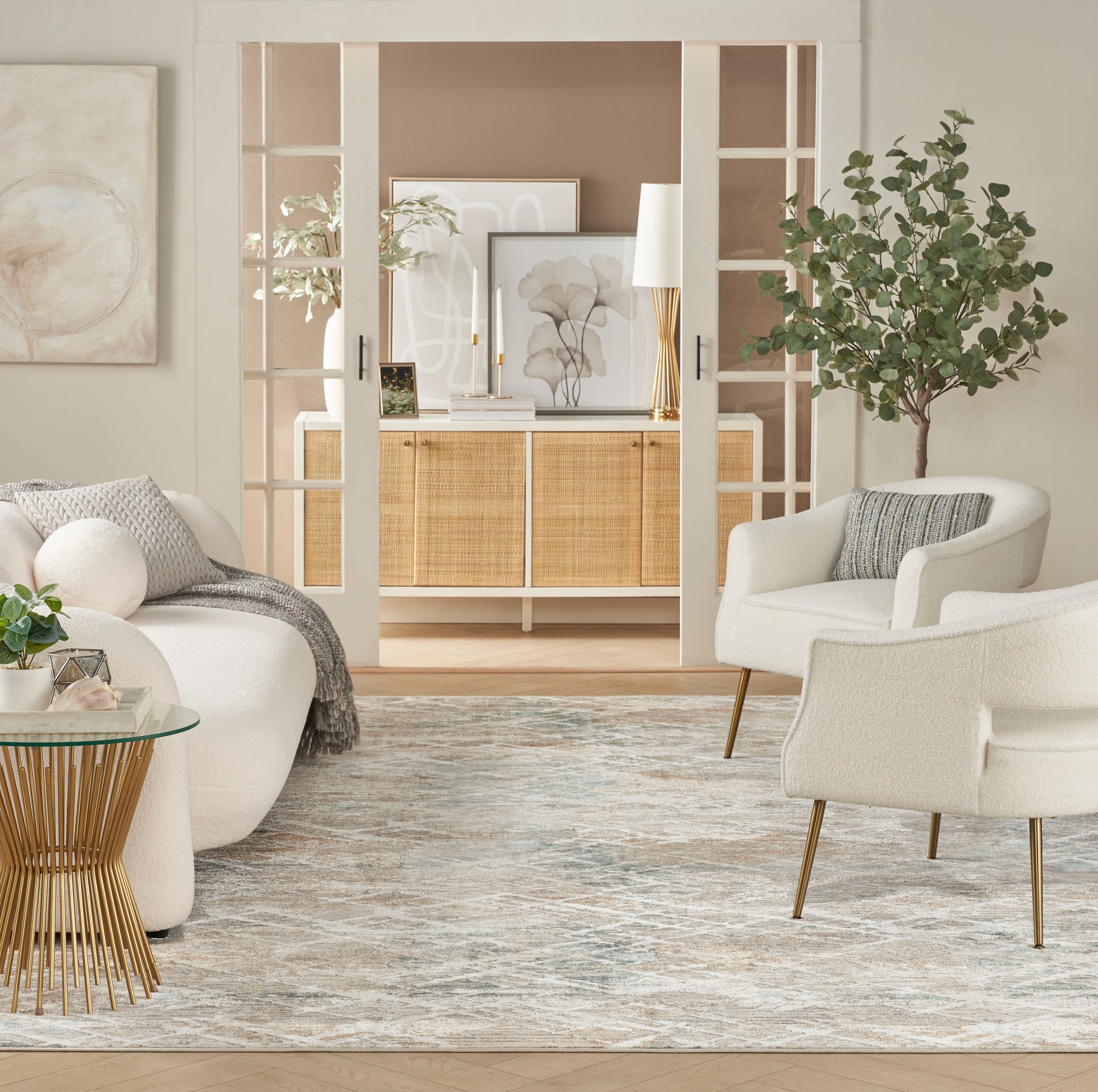 Nourison Home Glitz  Grey Multicolor  Contemporary