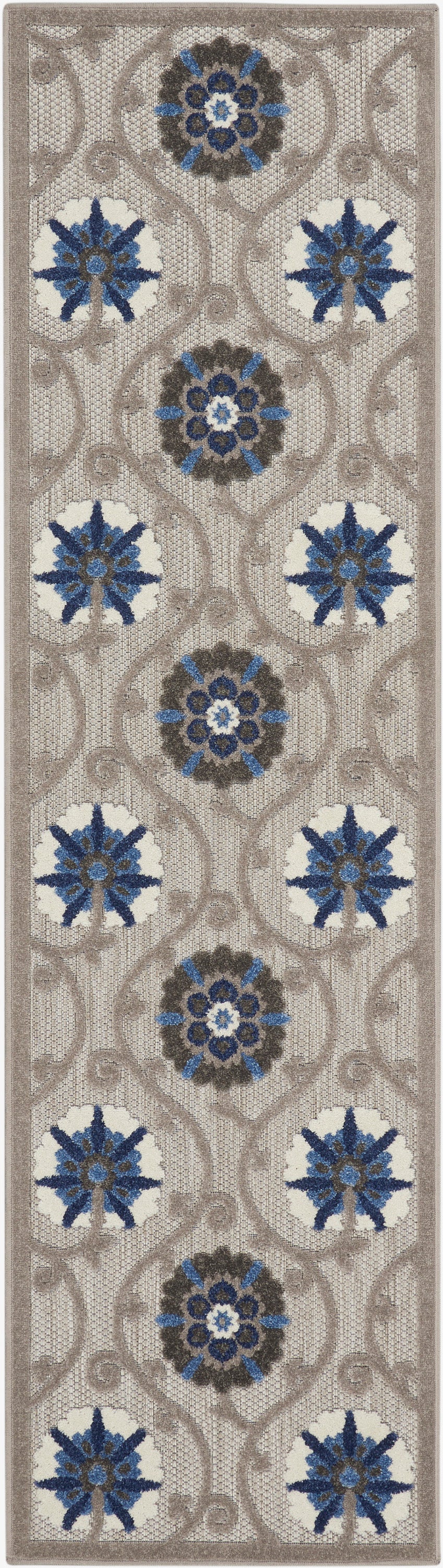 Nourison Home Aloha ALH19 Grey Blue Contemporary Power-loomed Rugs