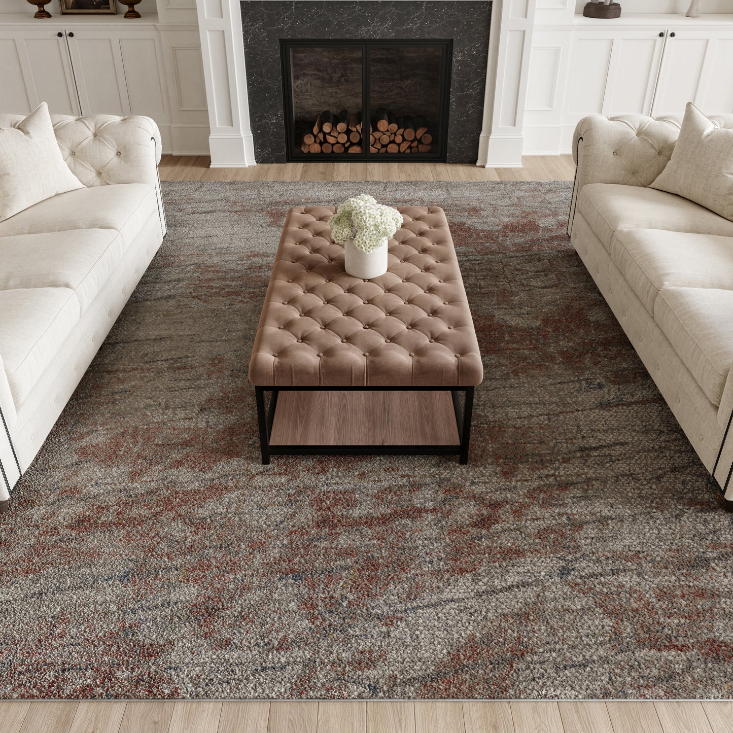 Nourison Home Rustic Textures  Light Grey Rust  Contemporary