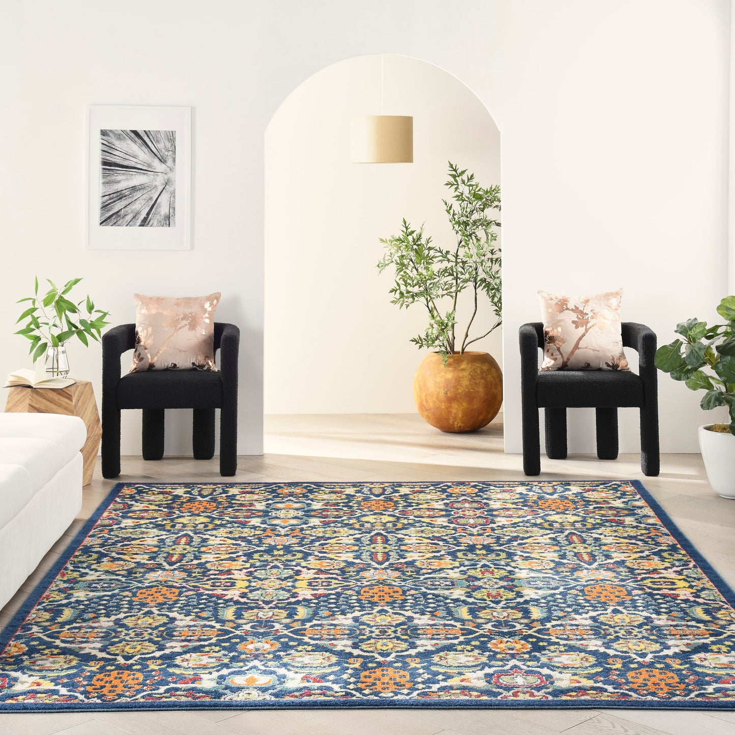 Nourison Home Allur  Navy Multicolor  Transitional