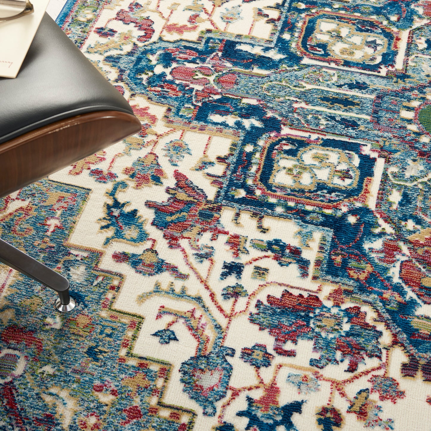 Nourison Home Ankara Global  Ivory Navy  Transitional