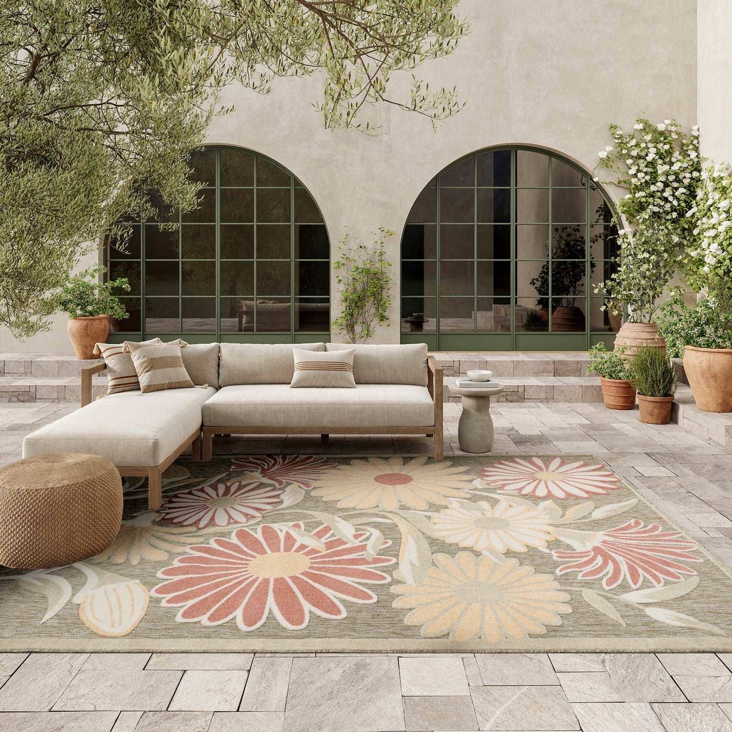 Nourison Home Aloha  Sage Rose  Contemporary