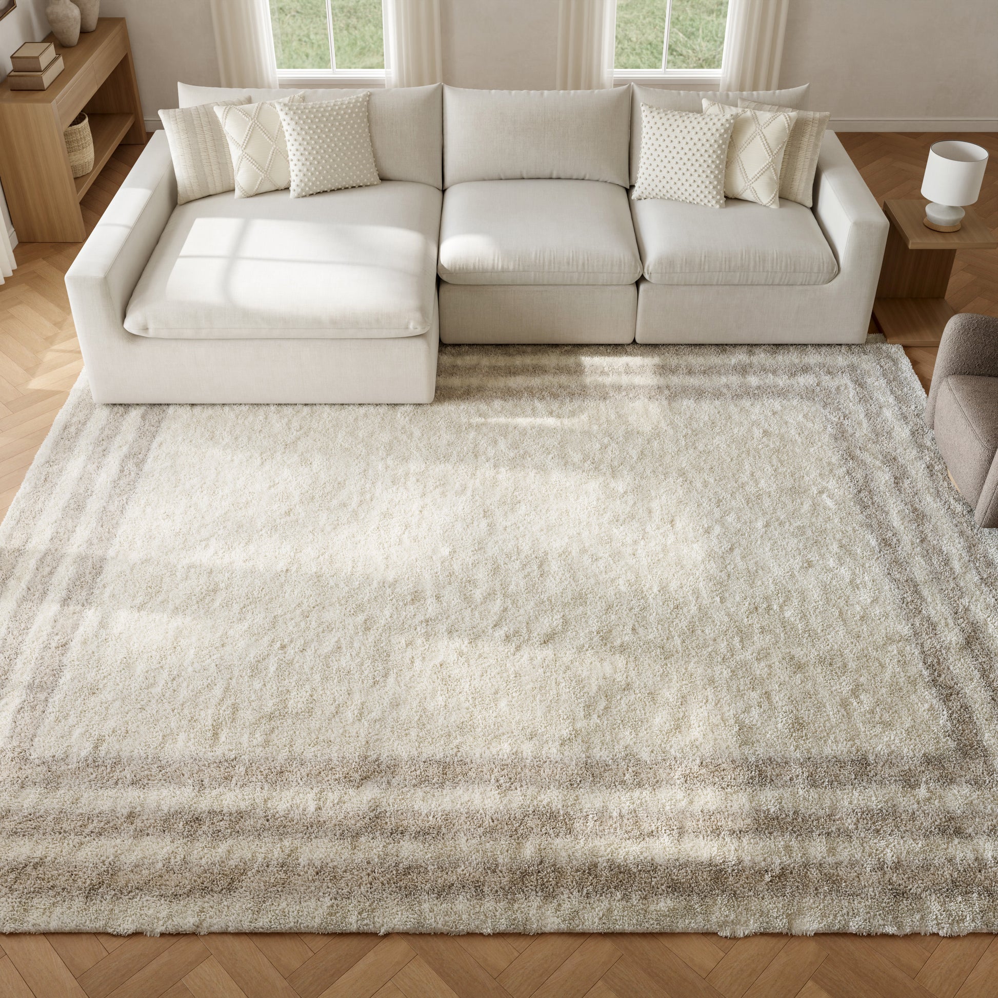 Nourison Home Pacific Shag  Ivory Beige  Contemporary