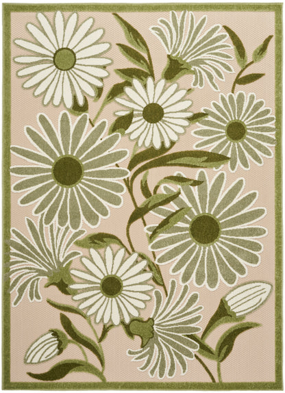 Nourison Home Aloha ALH33 Ivory Green Contemporary Power-loomed Rugs
