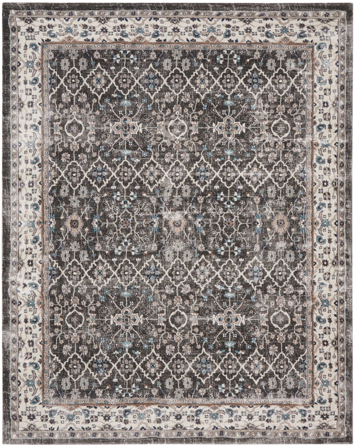 Nourison Home American Manor AMR01 Grey Ivory Traditional Power-loomed Rug