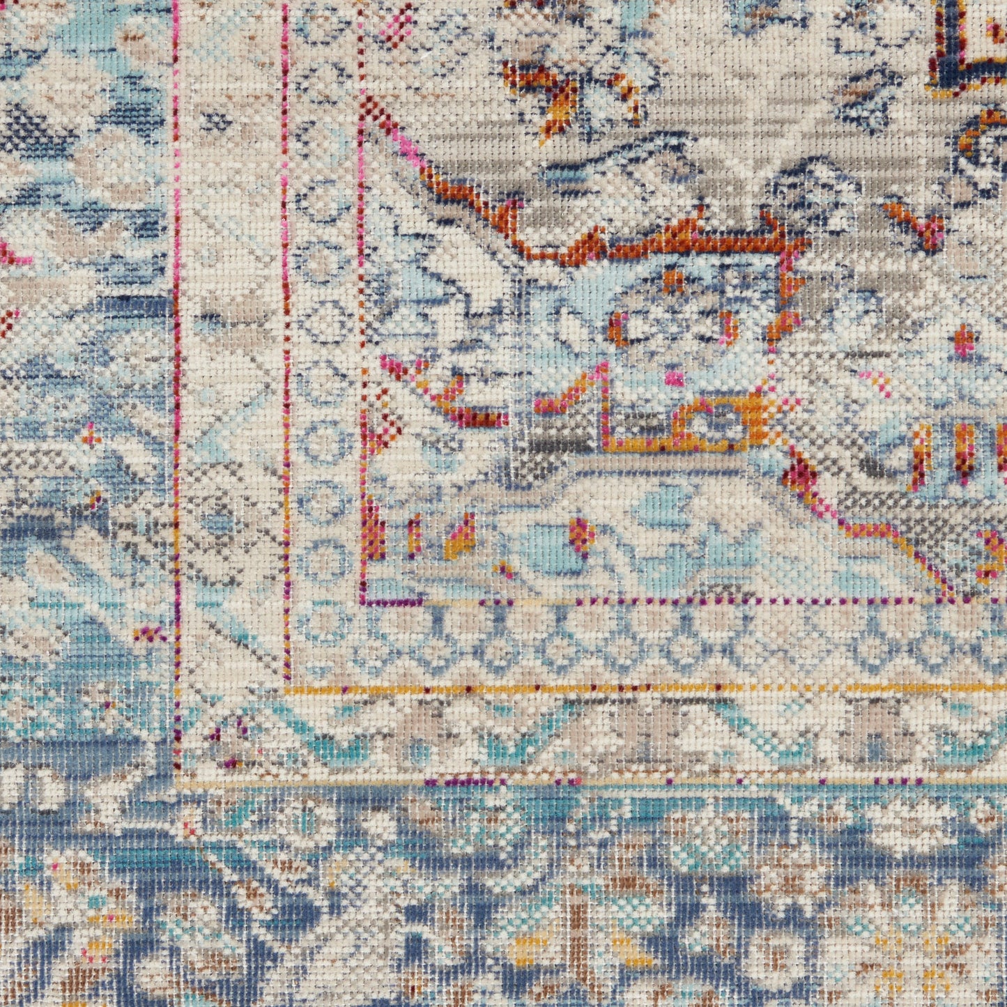 Nourison Home Vintage Kashan  Ivory Blue  Traditional