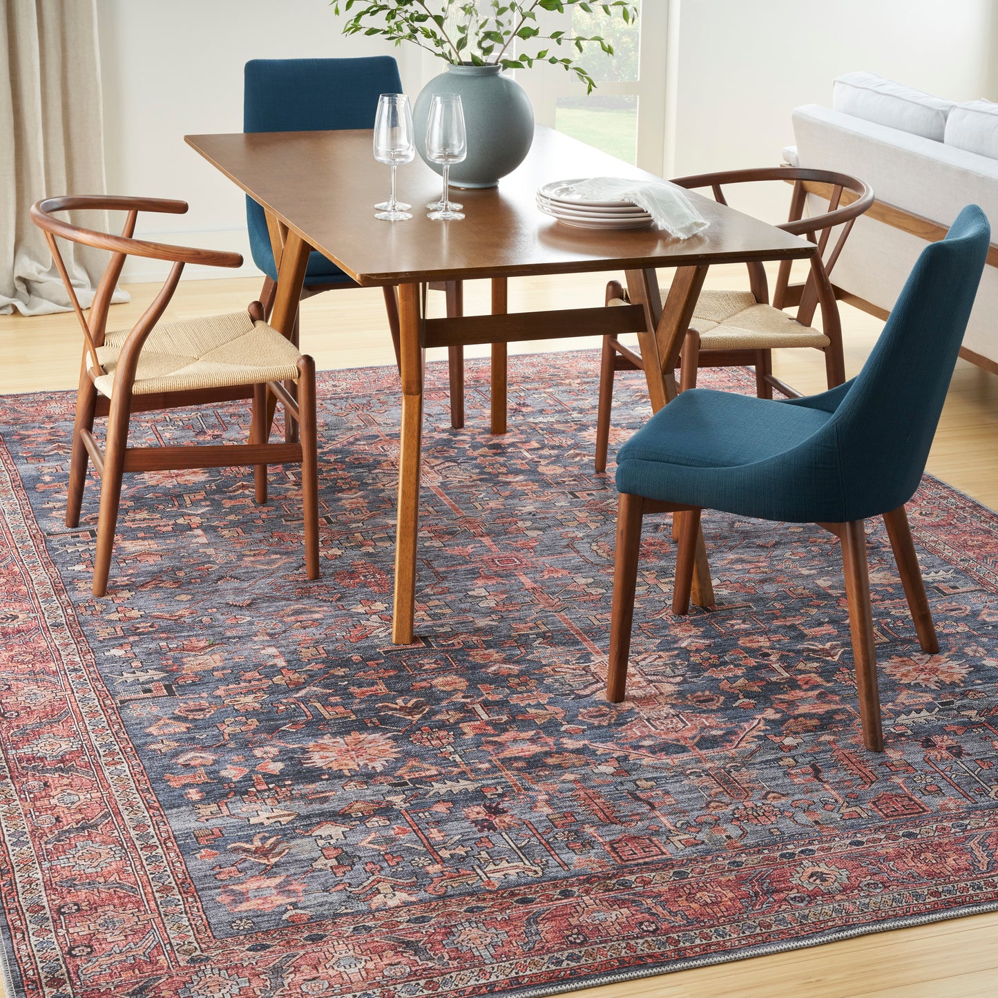 Nourison Home Grand Washables  Navy Brick  Traditional