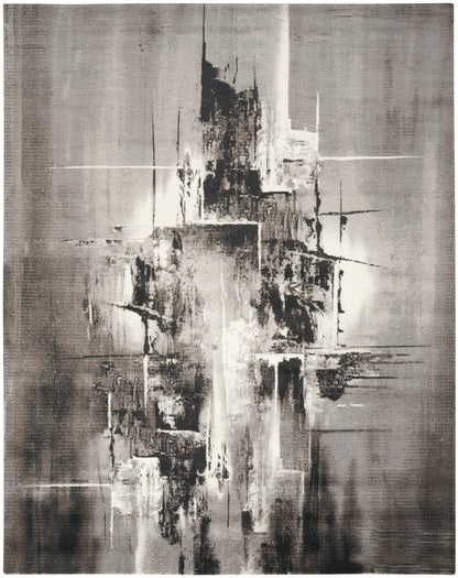 Nourison Home Twilight TWI30 Grey Ivory Black Contemporary Power-loomed Rug