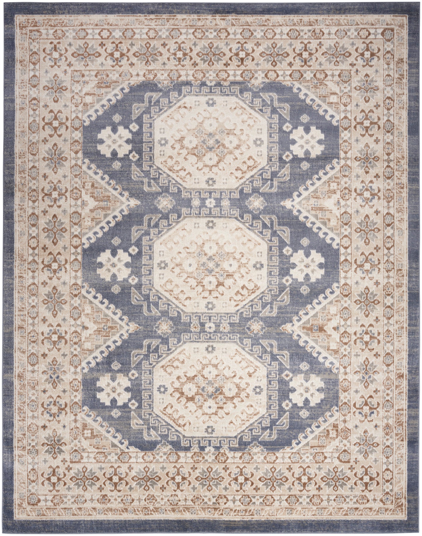 Nourison Home Serenity Home SRH01 Ivory Blue Traditional Loom-woven Rug