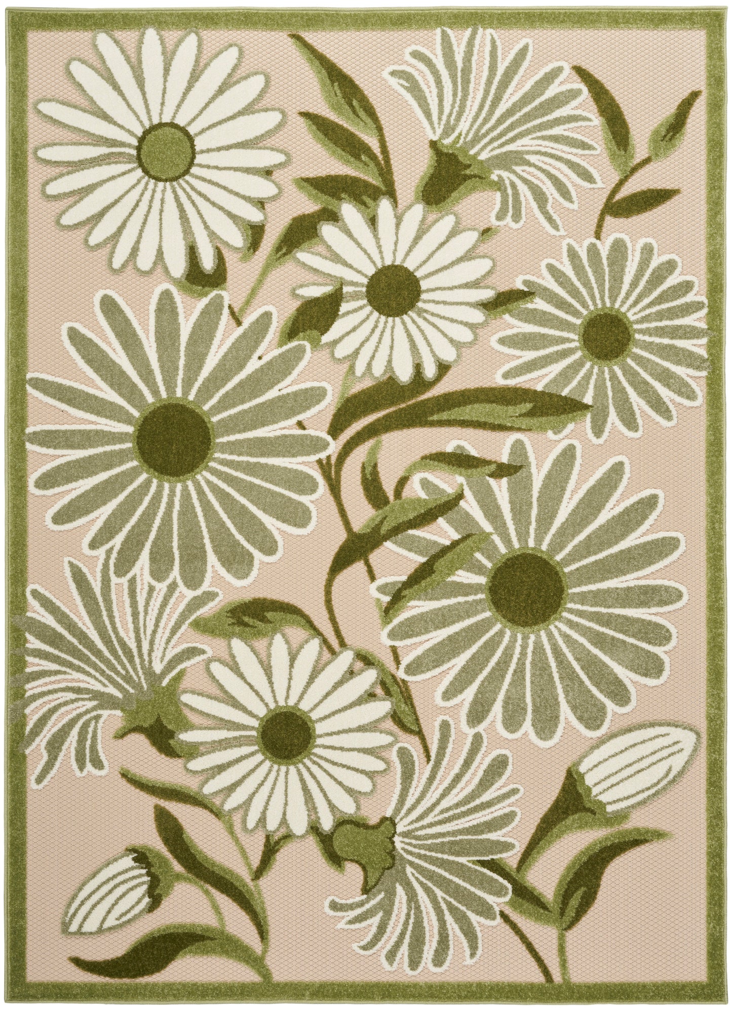 Nourison Home Aloha ALH33 Ivory Green Contemporary Power-loomed Rugs