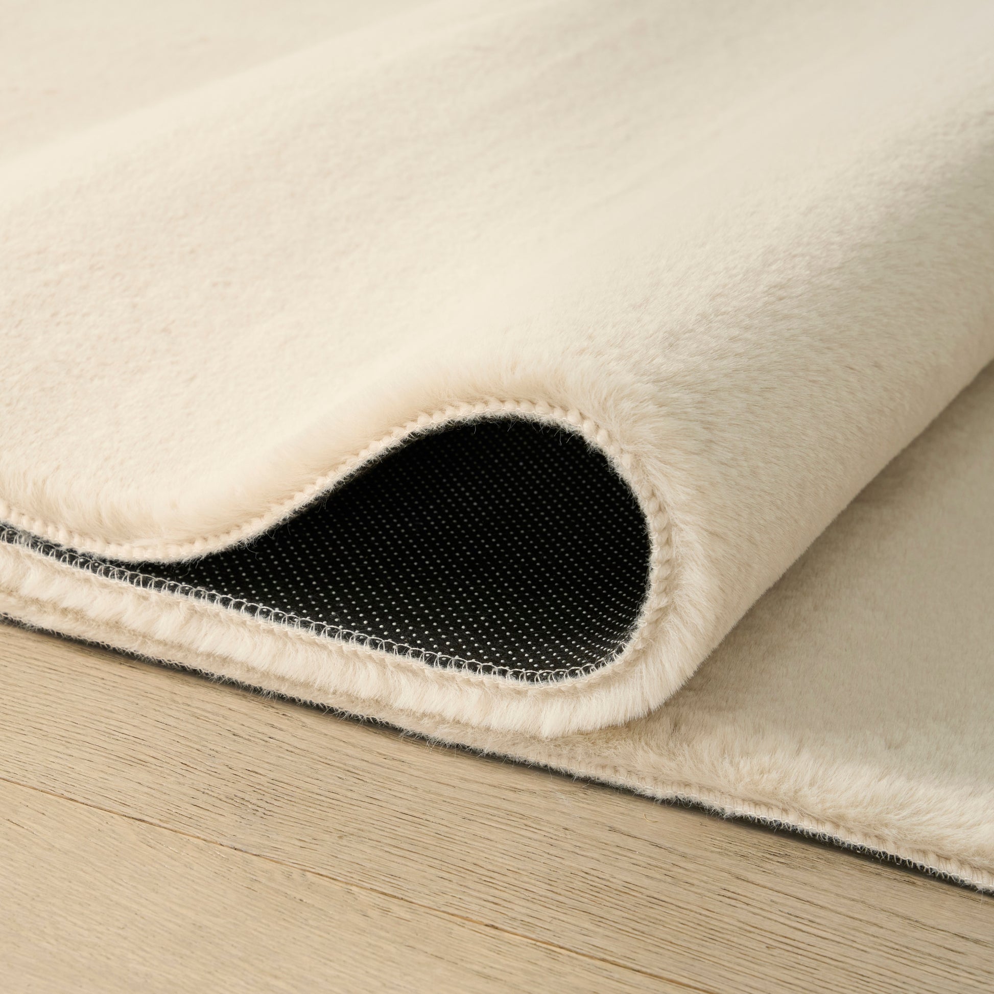 Nourison Home Soft Plush Rabbit Fur  Beige  Contemporary