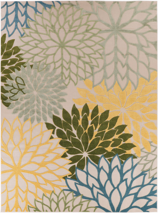 Nourison Home Aloha  Green Multicolor  Contemporary