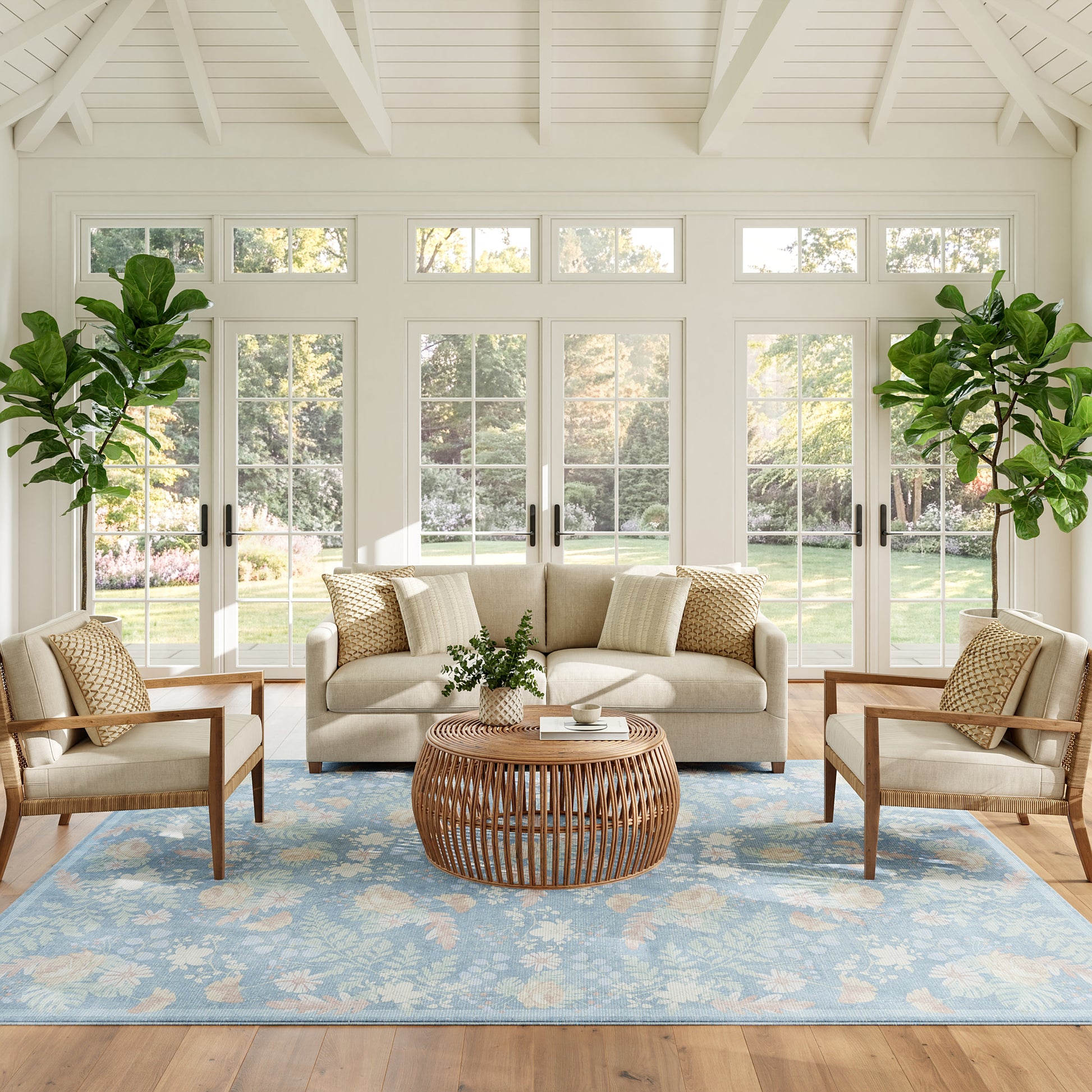 Nourison Home Botanical Washables  Blue Multicolor  Contemporary