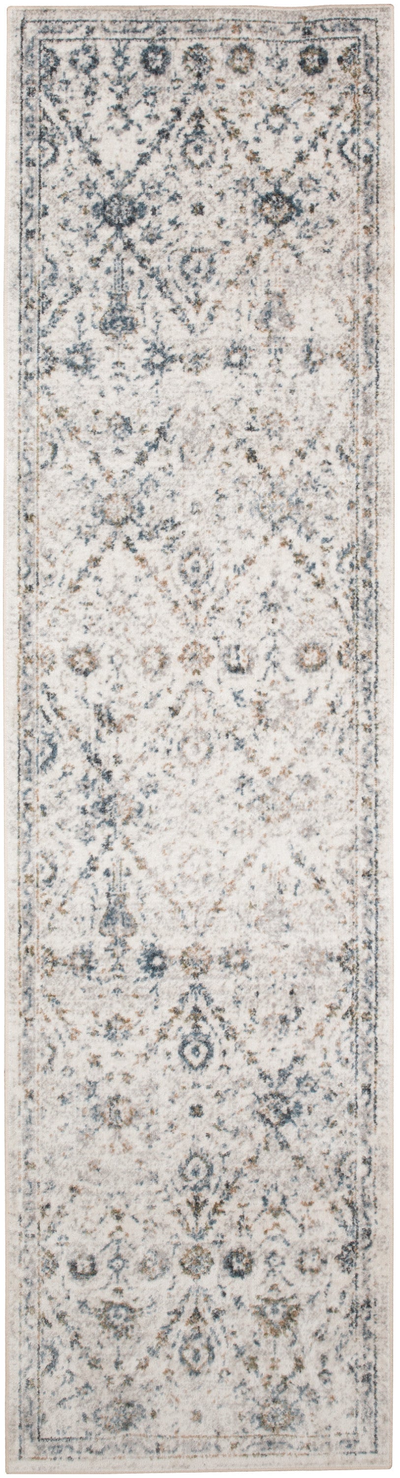 Nourison Home Astra Machine Washable ASW16 Ivory Blue Traditional Power-loomed Rug