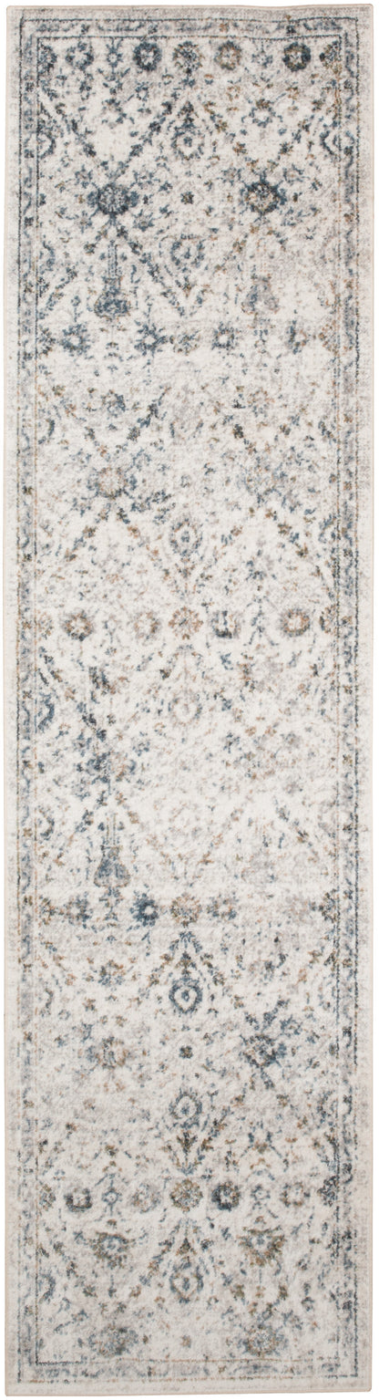 Nourison Home Astra Machine Washable ASW16 Ivory Blue Traditional Power-loomed Rug