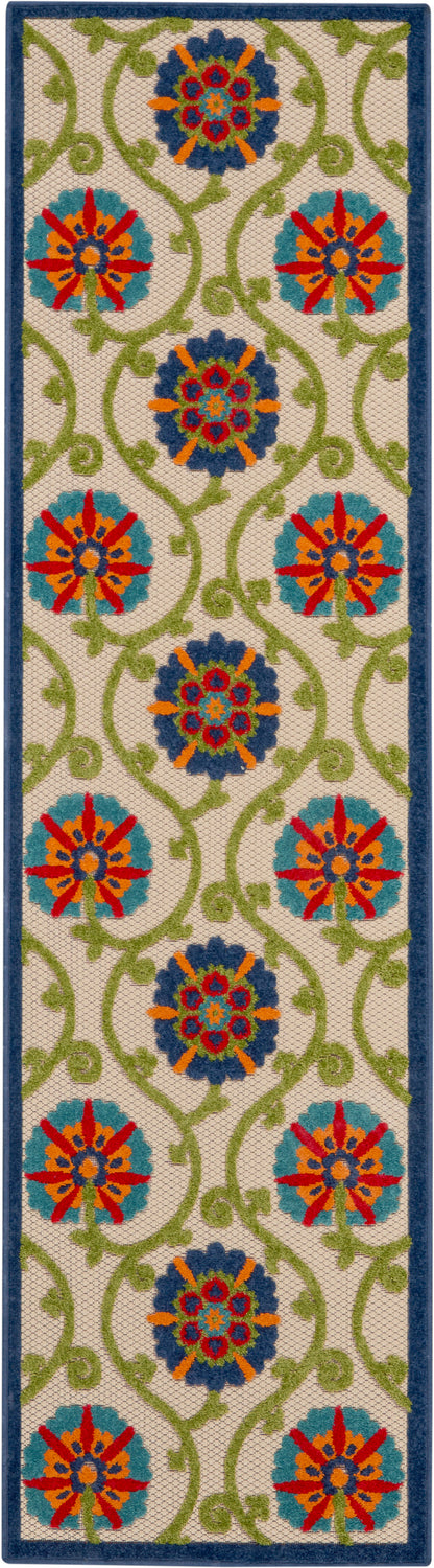 Nourison Home Aloha ALH19 Blue Multicolor Contemporary Power-loomed Rugs